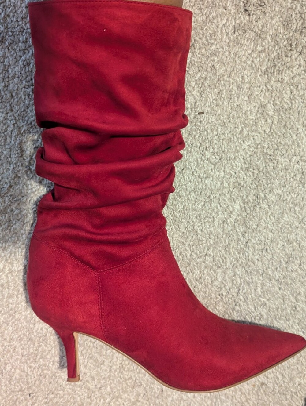 Marc Fisher Red Slouchy Pointed-Toe Heeled Boots